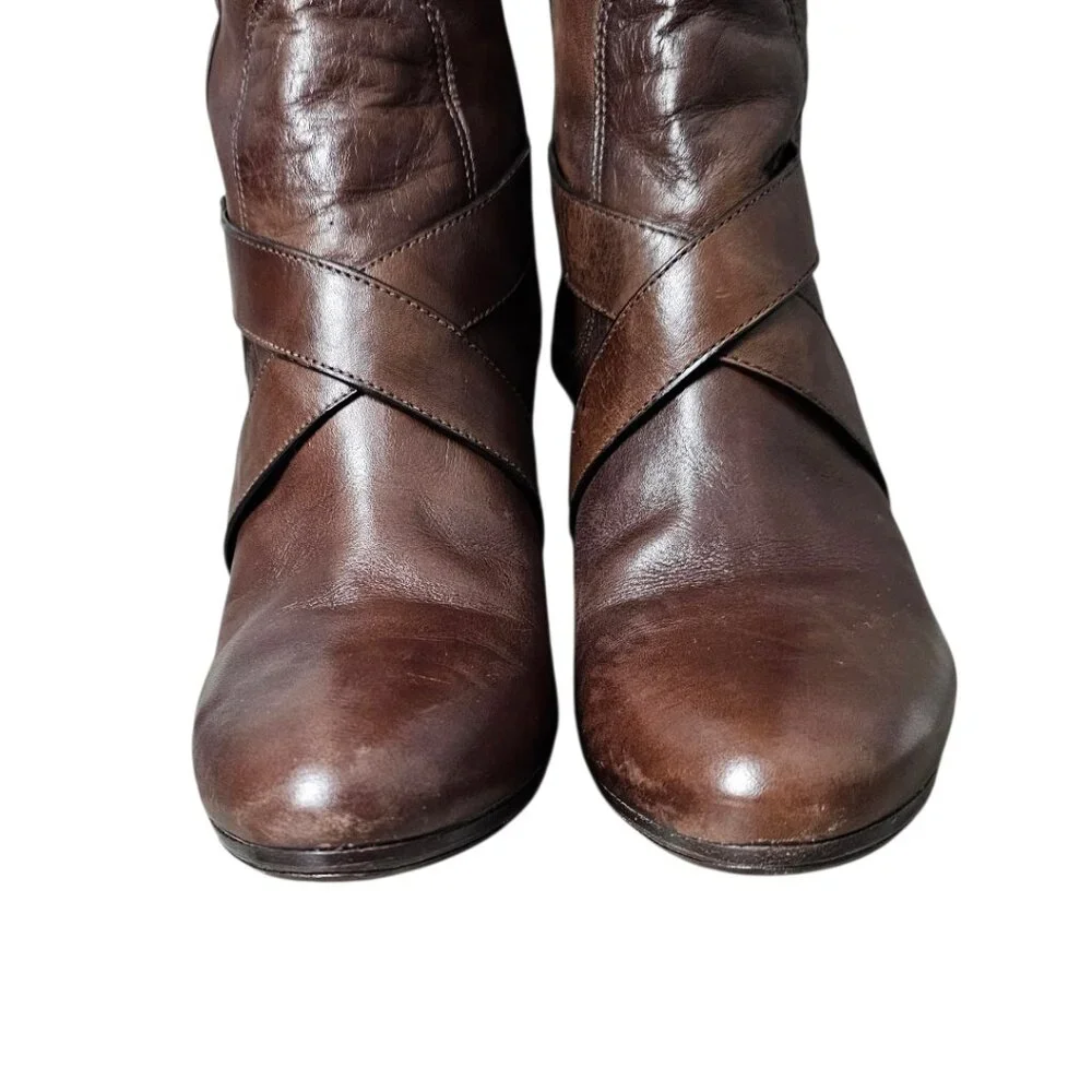 Cole Haan Courtney Air Tall Platform Leather Heel Riding Brown Knee Boot - Picture 4 of 15